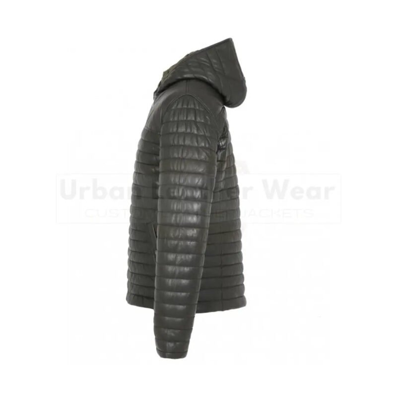 Men genuine leather down jacket (dark khaki) | Urban Leather Wear