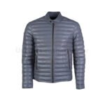 Men leather puffer Quilted Jacket (Grey) | Urban Leather Wear