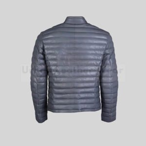 Men leather puffer Quilted Jacket (Grey) | Urban Leather Wear