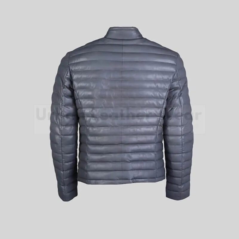 Men leather puffer Quilted Jacket (Grey) | Urban Leather Wear