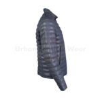 Men leather puffer Quilted Jacket (Grey) | Urban Leather Wear