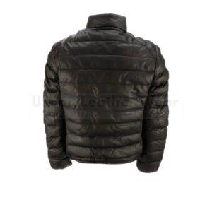 Men leather puffer jacket black | Urban Leather Wear
