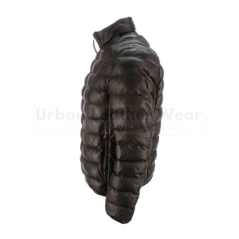 Men leather puffer jacket black | Urban Leather Wear