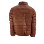 Men leather puffer jacket brown | Urban Leather Wear
