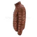 Men leather puffer jacket brown | Urban Leather Wear