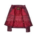 Men real leather puffer jacket fully padded with hood (Red) | Urban Leather Wear