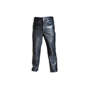 Leather Bikers Pants Black Alligator Crocodile Print