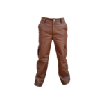 Men Brown Leather 6 Pockets Cargo Pant | Urban Leather Wear