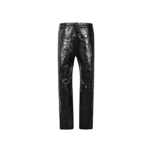 Crocodile Pant Black Leather Embossed Print | Urban Leather Wear
