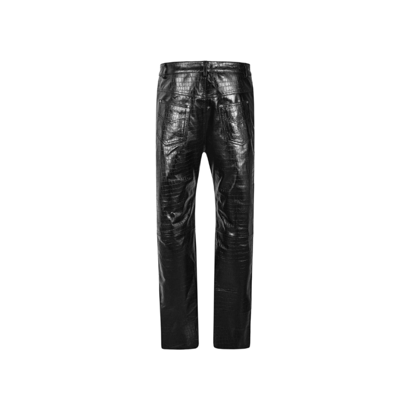 Crocodile Pant Black Leather Embossed Print | Urban Leather Wear