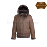 Men Hooded Leather Aviator Jacket Tobacco | Urban Leather Wear