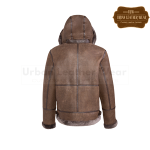 Men Hooded Leather Aviator Jacket Tobacco | Urban Leather Wear