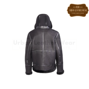 Men Hooded Leather Aviator Jacket Black | Urban Leather Wear