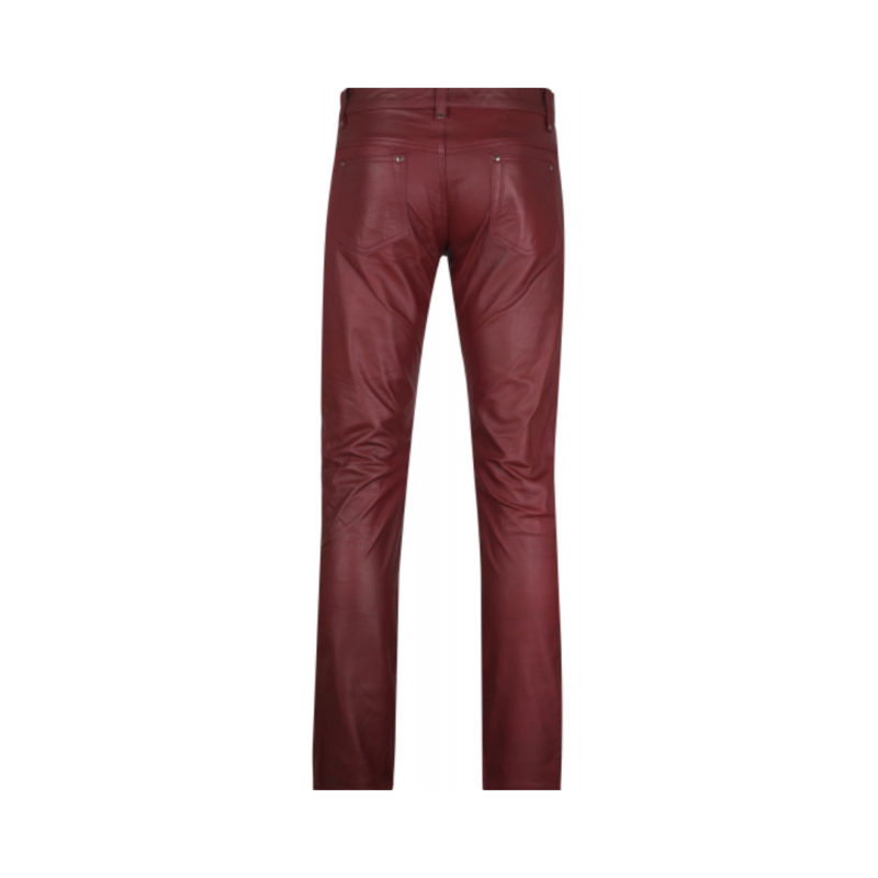 Men Leather Pant Trouser burgundy | Urban Leather Wear