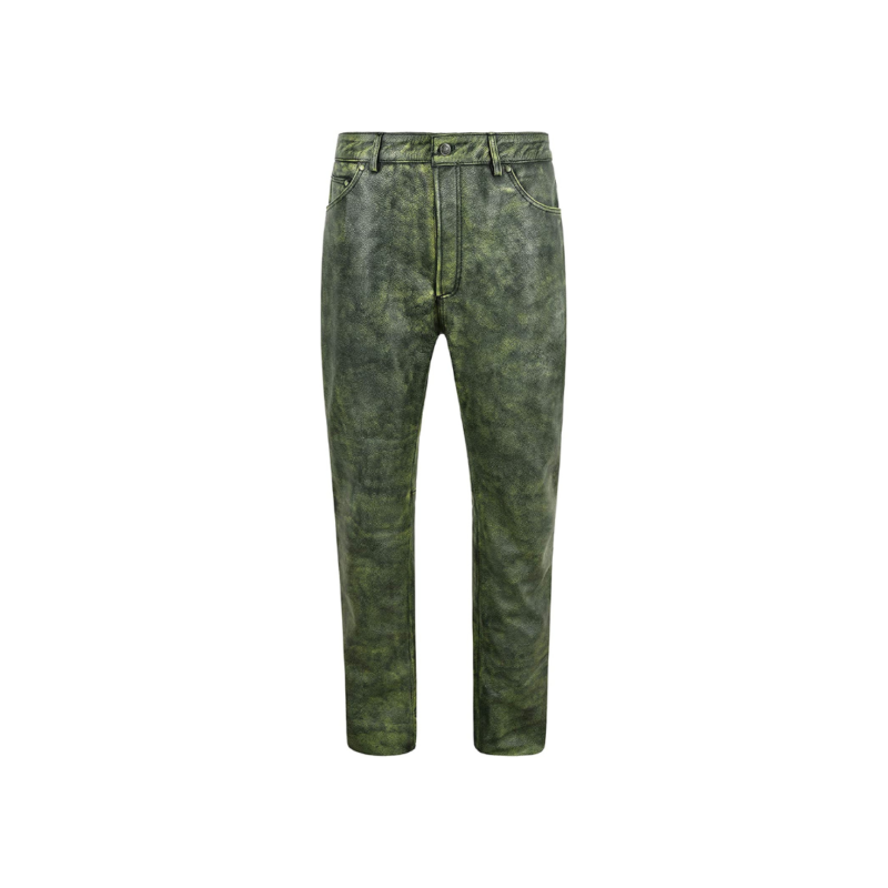 Leather Pants Bikers Full Grain Waxed Jean Green | Urban Leather Wear