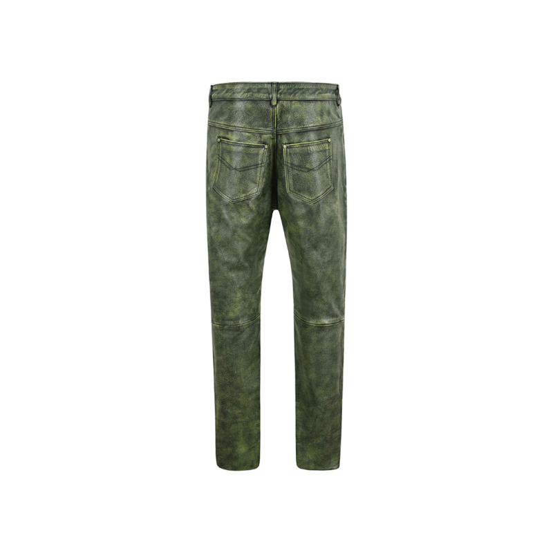 Leather Pants Bikers Full Grain Waxed Jean Green | Urban Leather Wear