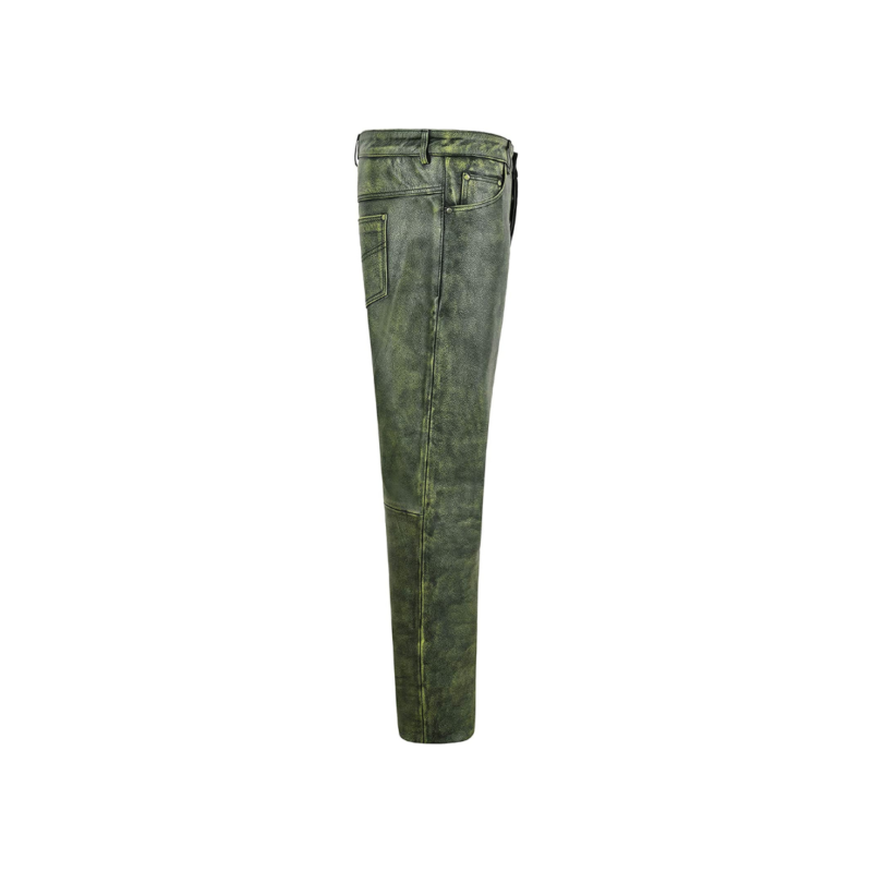 Leather Pants Bikers Full Grain Waxed Jean Green | Urban Leather Wear