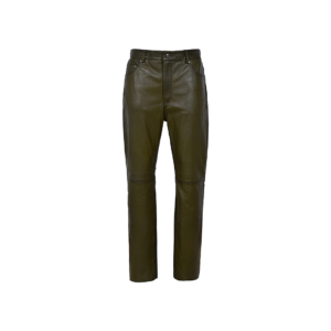 Olive Green Real Leather Motorcycle Biker Jeans Trouser