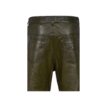 Olive Green Real Leather Motorcycle Biker Jeans Trouser | Urban Leather Wear