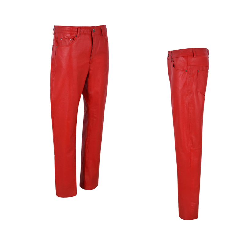 Leather Trouser Red Biker Pants | Urban Leather Wear