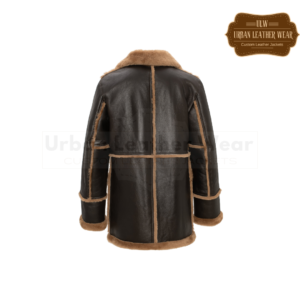 Men retro shearling jacket brown coat | Urban Leather Wear