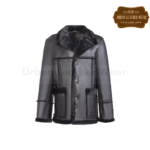 Men retro shearling jacket black coat sale | Urban Leather Wear