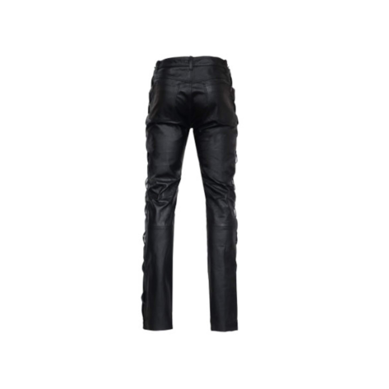 Men Side Laces  Leather Trouser | Urban Leather Wear