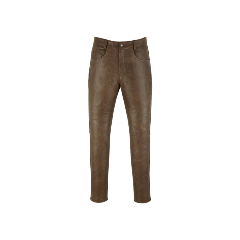 Vintage Distressed Brown Leather Trousers | Urban Leather Wear
