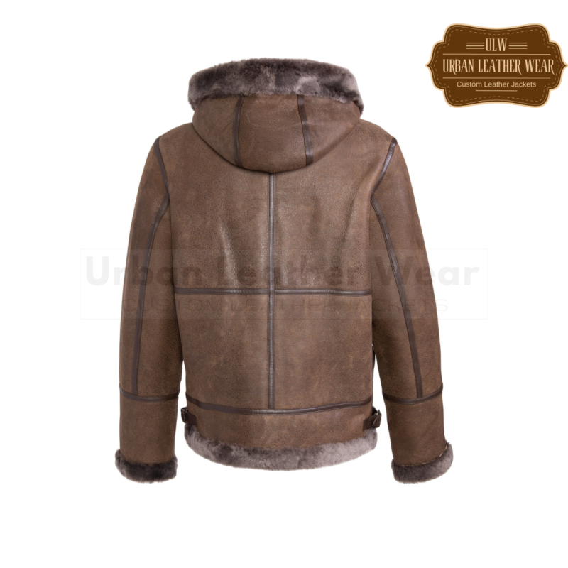 Men Hooded Leather Aviator Jacket Tobacco | Urban Leather Wear