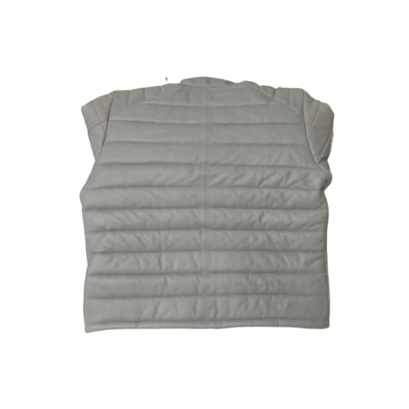 Bespoke Men Leather Puffer Jacket Grey | Urban Leather Wear