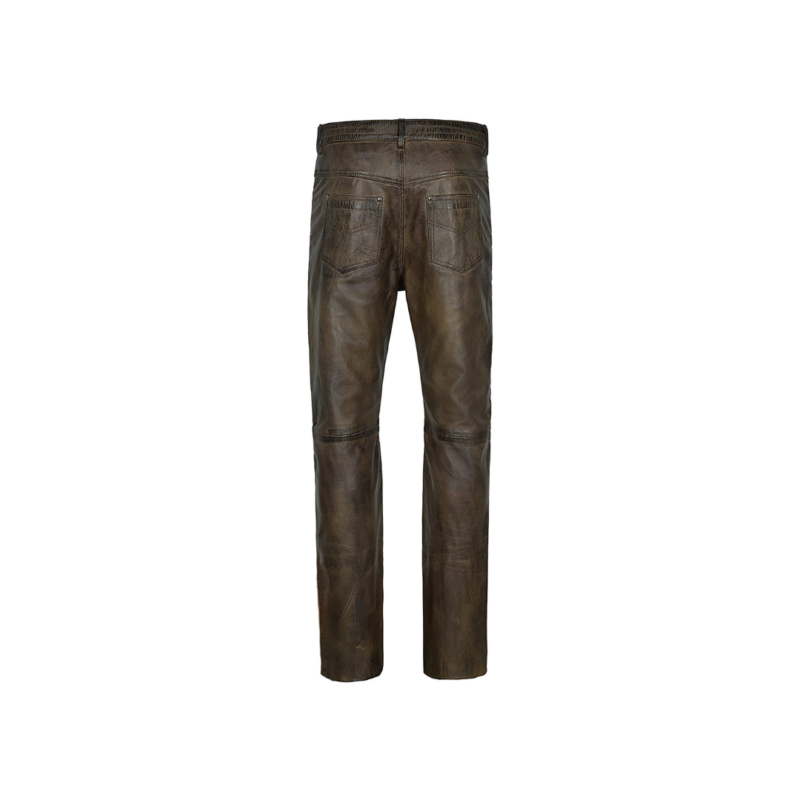 Dirty Brown Waxed Leather Biker Trouser Pants | Urban Leather Wear