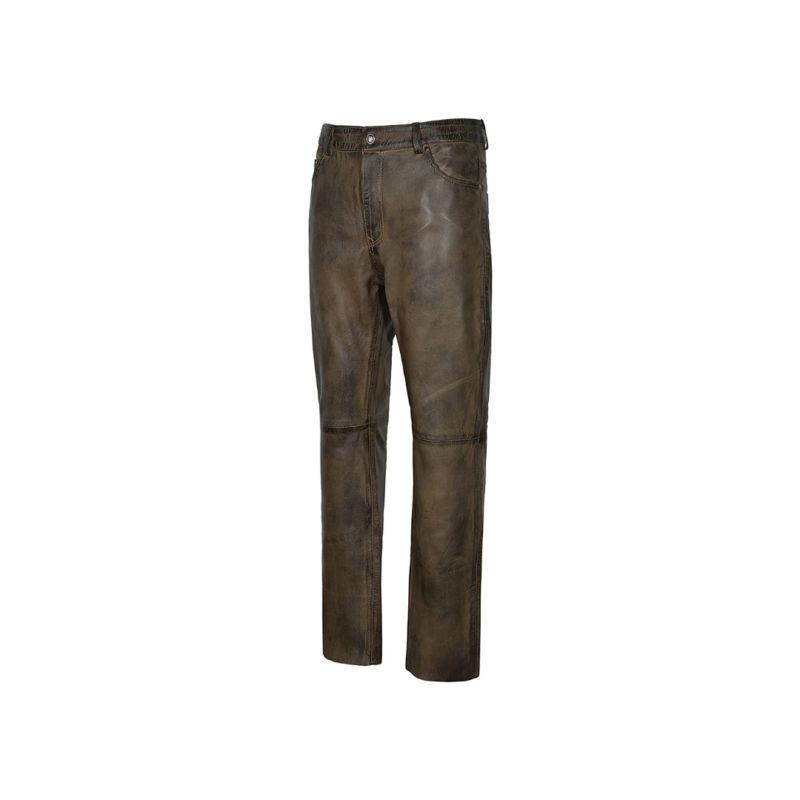 Dirty Brown Waxed Leather Biker Trouser Pants | Urban Leather Wear
