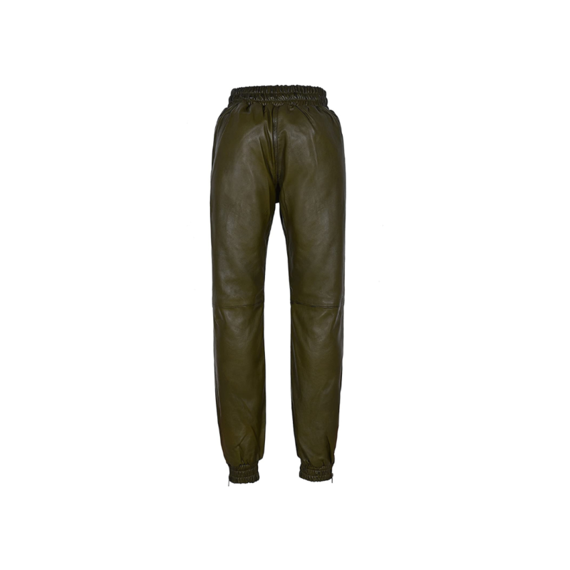 Olive Green Napa Trousers – Track Pants Leather | Urban Leather Wear