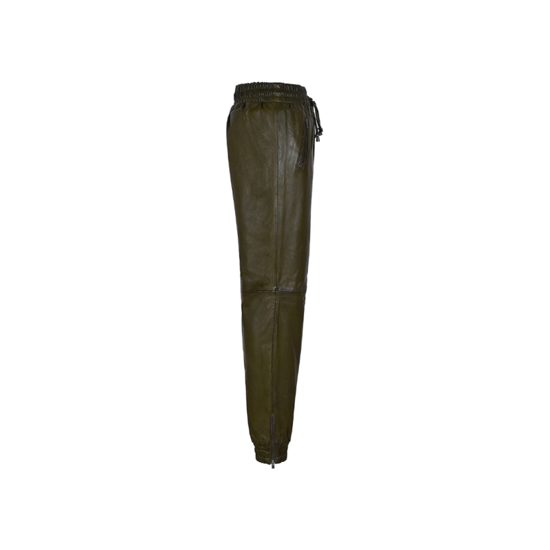 Olive Green Napa Trousers – Track Pants Leather | Urban Leather Wear