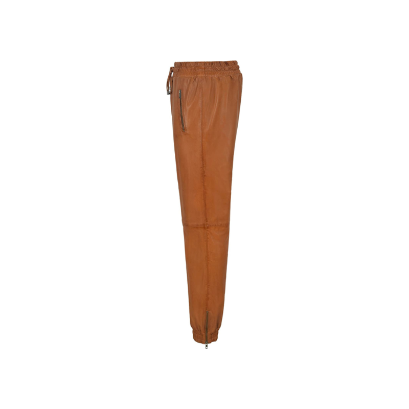 Leather Trousers Tan Zip Jogging Bottom | Urban Leather Wear