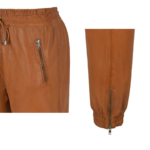 Leather Trousers Tan Zip Jogging Bottom | Urban Leather Wear