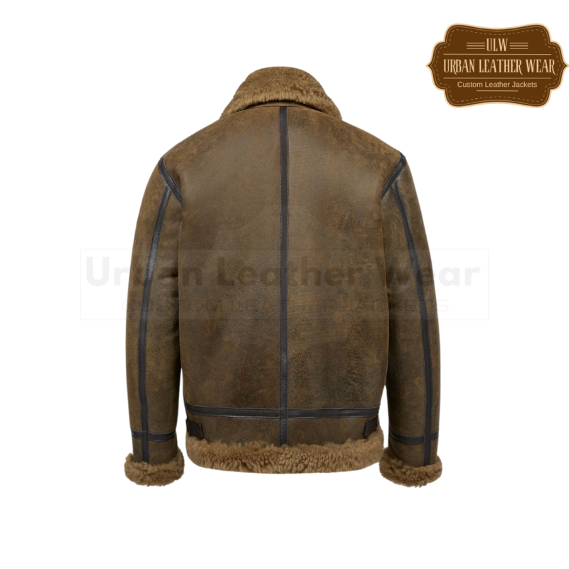 Men brown Shearling Classic Aviator Jacket | Urban Leather Wear