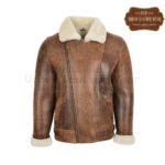 Mens Aviator Pilot Shearling Leather Jacket (Brown) | Urban Leather Wear