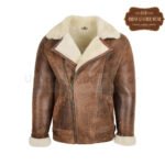 Mens Aviator Pilot Shearling Leather Jacket (Brown) | Urban Leather Wear