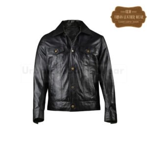 Mens Black Leather Tucker Levis Style Jacket
