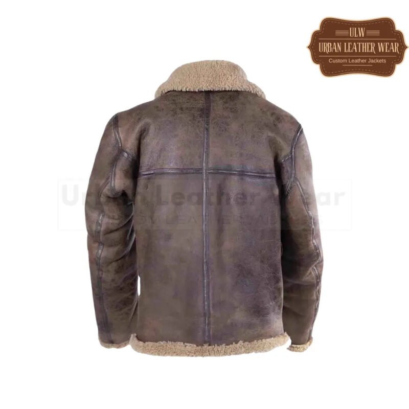 Mens Brown Shearling Distressed Leather Jacket | Urban Leather Wear
