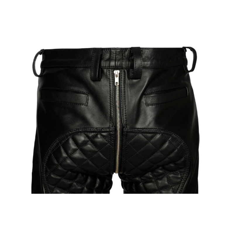 Men Adjustable Waist Black Leather Pant | Urban Leather Wear