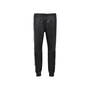 Leather Trouser Black with White Straps | Urban Leather Wear