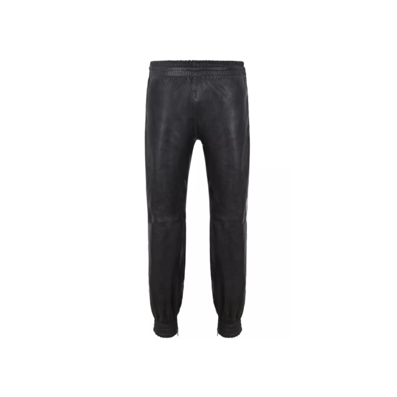 Leather Trouser Black with White Straps | Urban Leather Wear