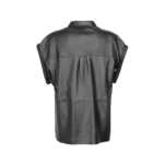 Oversized Cap-Sleeve Snap-Button Shirt | Urban Leather Wear