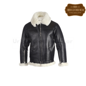 Premium Shearling Fur Leather Jacket Black