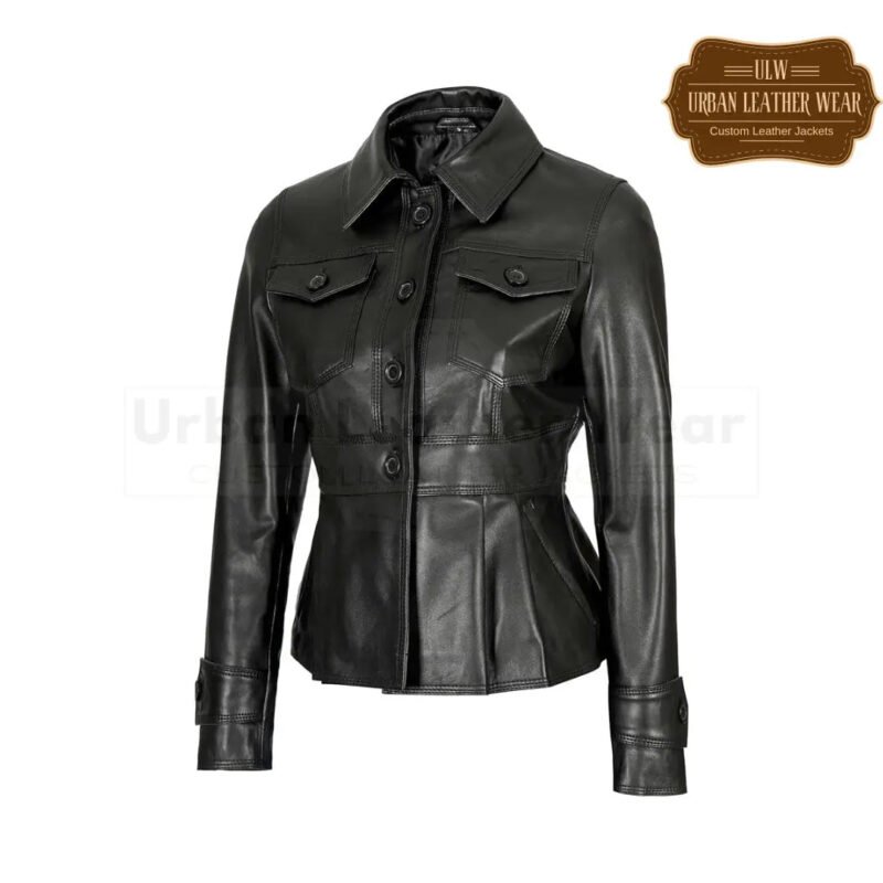 Real Leather Motorcycle Style Women Trucker Jacket | Urban Leather Wear