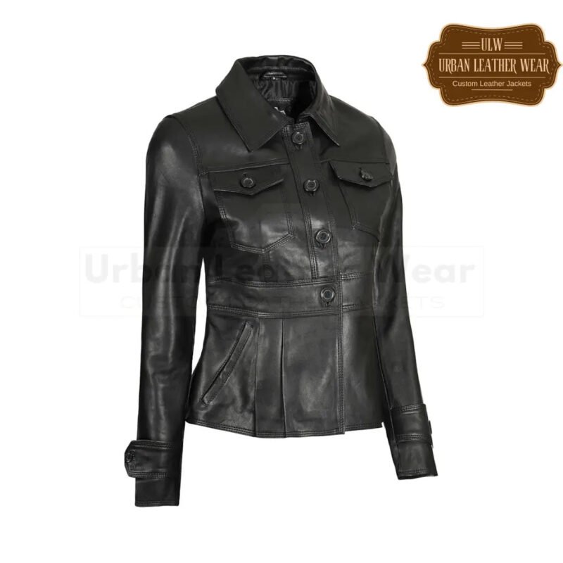 Real Leather Motorcycle Style Women Trucker Jacket | Urban Leather Wear