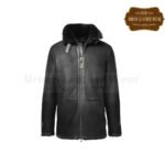 Shearling Bomber black long coat | Urban Leather Wear