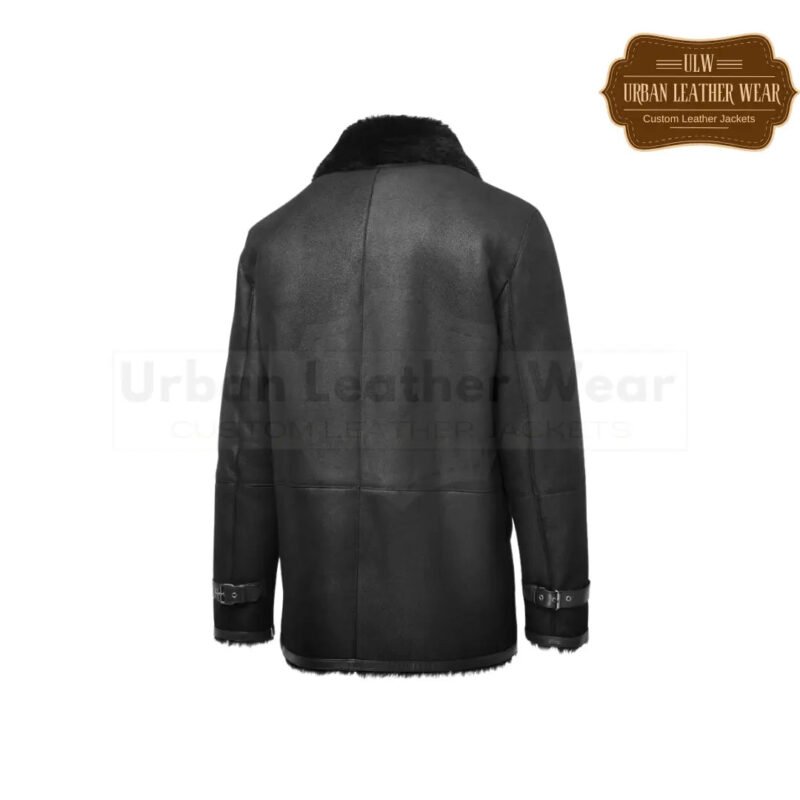 Shearling Bomber black long coat | Urban Leather Wear